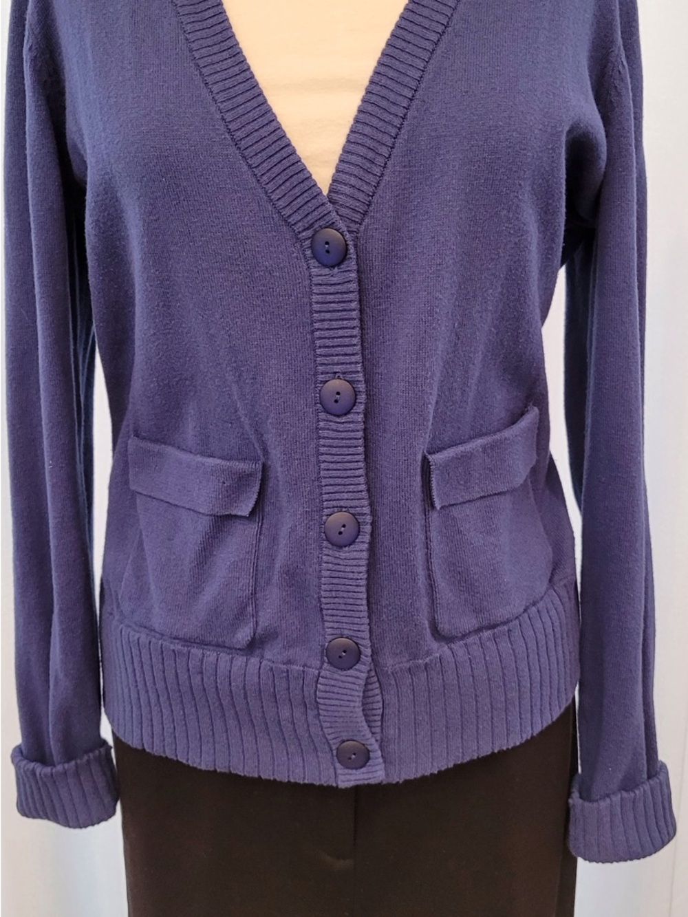 CAbi Deep Royal Blue Button-Front V-Neck Cardigan